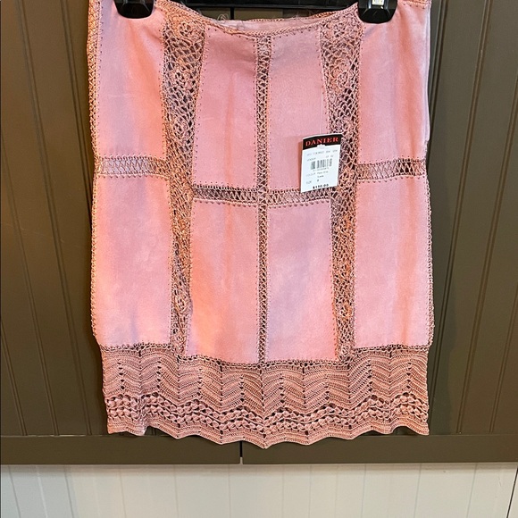 Danier Dresses & Skirts - Danier Pink Lace Suede Pencil Skirt